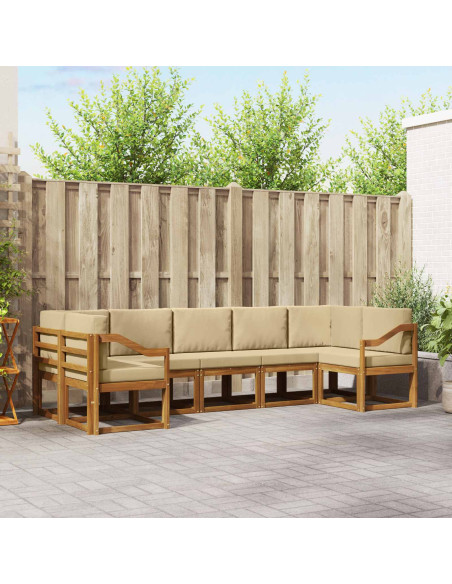 Set di divani con cuscino 7 pcs Naturale e Beige