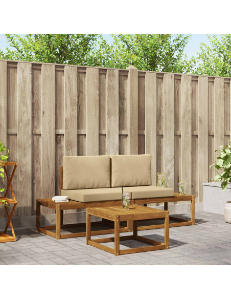 Set di divani con cuscino 3 pcs Naturale