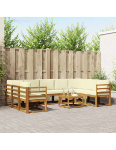 Set di divani con cuscino 10 pcs Naturale e Crema