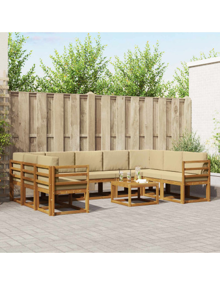 Set di divani con cuscino 10 pcs Naturale e Beige