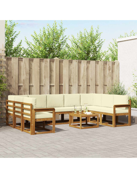 Set di divani con cuscino 10 pcs Naturale e Crema