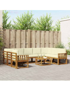 Set di divani con cuscino 10 pcs Naturale e Crema