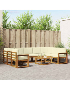 Set di divani con cuscino 10 pcs Naturale e Crema