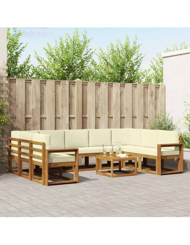 Set di divani con cuscino 10 pcs Naturale e Crema