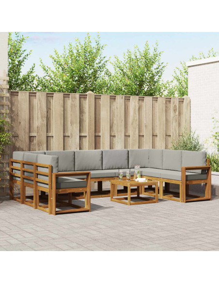 Set di divani con cuscino 10 pcs Grigio Naturale e Chiaro