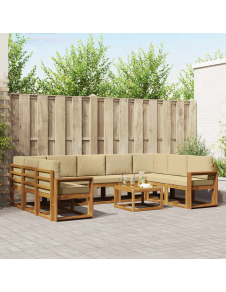 Set di divani con cuscino 10 pcs Naturale e Beige