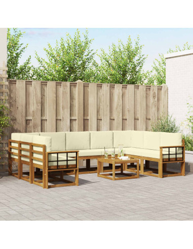 Set di divani con cuscino 10 pcs Naturale e Crema