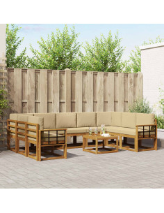 Set di divani con cuscino 10 pcs Naturale e Beige