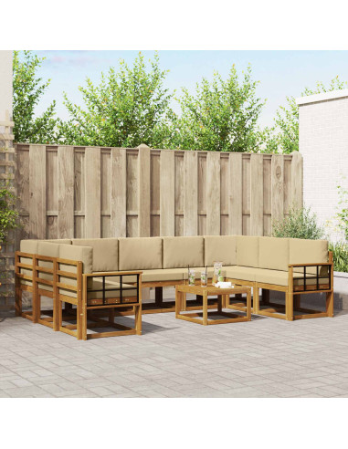 Set di divani con cuscino 10 pcs Naturale e Beige