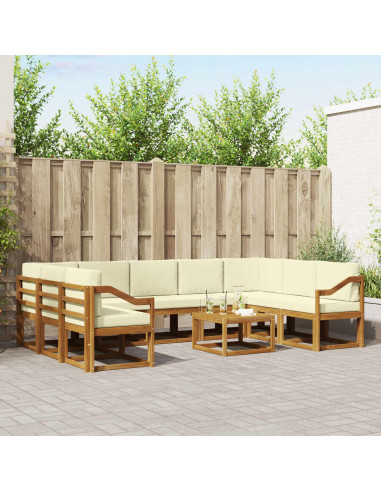 Set di divani con cuscino 10 pcs Naturale e Crema