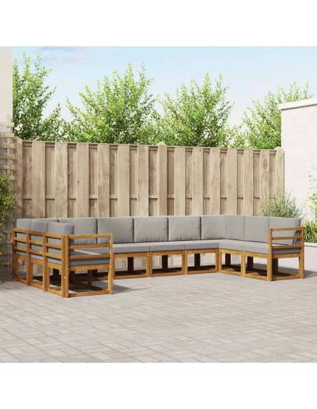 Set di divani con cuscino 10 pcs Grigio Naturale e Chiaro