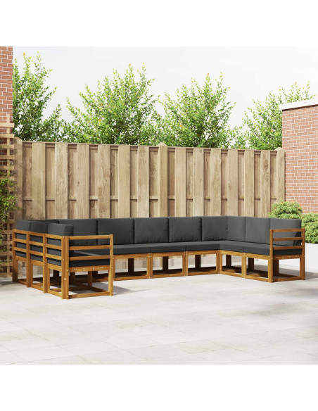 Set di divani con cuscino 10 pcs Naturale e Antracite