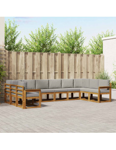 Set di divani con cuscino 10 pcs Grigio Naturale e Chiaro