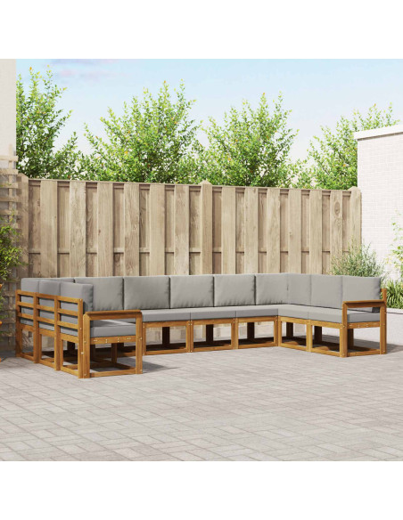 Set di divani con cuscino 10 pcs Grigio Naturale e Chiaro