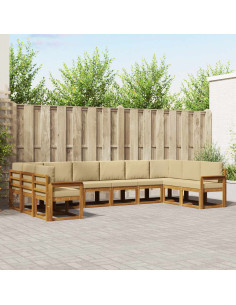 Set di divani con cuscino 10 pcs Naturale e Beige