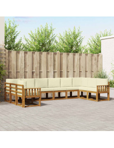 Set di divani con cuscino 10 pcs Naturale e Crema