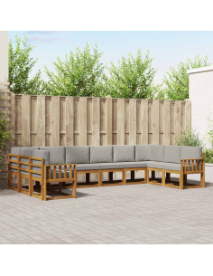 Set di divani con cuscino 10 pcs Grigio Naturale e Chiaro