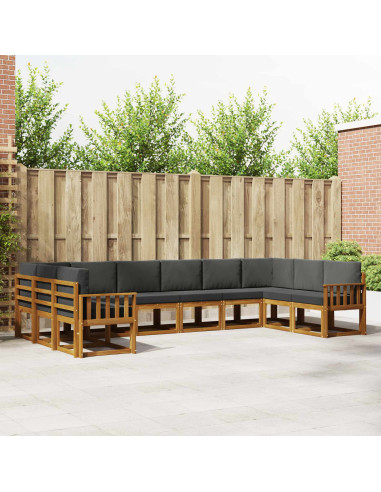 Set di divani con cuscino 10 pcs Naturale e Antracite