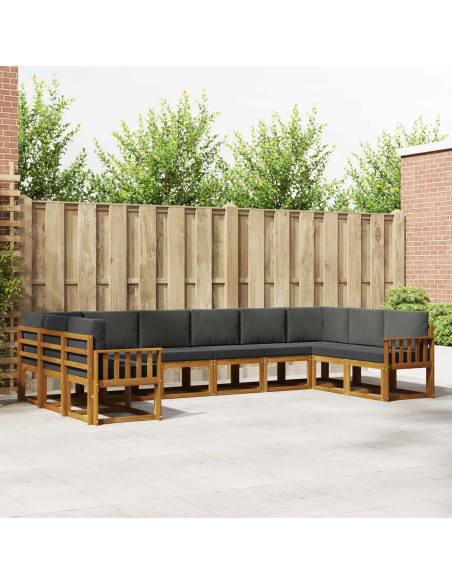 Set di divani con cuscino 10 pcs Naturale e Antracite