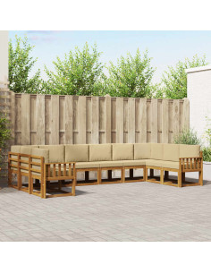 Set di divani con cuscino 10 pcs Naturale e Beige