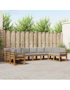Set di divani con cuscino 10 pcs Grigio Naturale e Chiaro