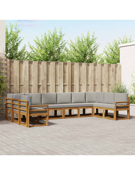 Set di divani con cuscino 10 pcs Grigio Naturale e Chiaro