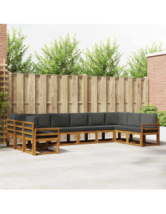 Set di divani con cuscino 10 pcs Naturale e Antracite