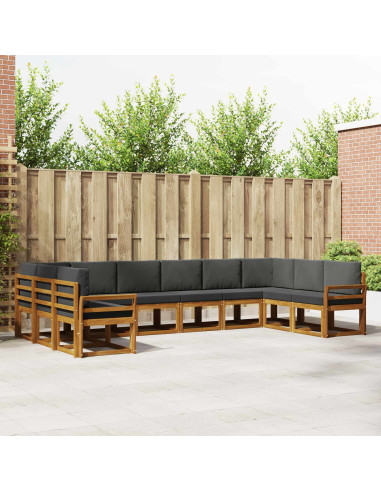 Set di divani con cuscino 10 pcs Naturale e Antracite