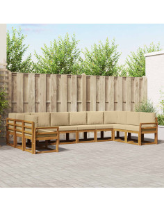 Set di divani con cuscino 10 pcs Naturale e Beige