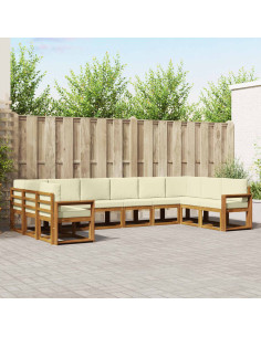 Set di divani con cuscino 10 pcs Naturale e Crema