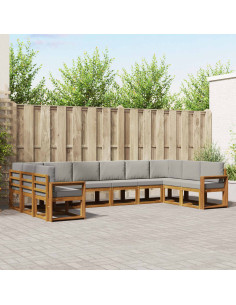 Set di divani con cuscino 10 pcs Grigio Naturale e Chiaro