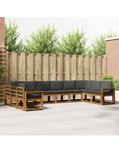 Set di divani con cuscino 10 pcs Naturale e Antracite