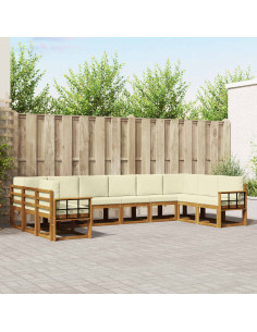 Set di divani con cuscino 10 pcs Naturale e Crema