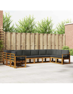 Set di divani con cuscino 10 pcs Naturale e Antracite