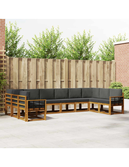 Set di divani con cuscino 10 pcs Naturale e Antracite