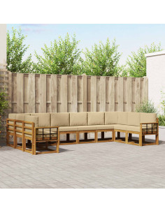 Set di divani con cuscino 10 pcs Naturale e Beige
