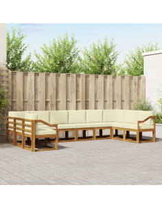 Set di divani con cuscino 10 pcs Naturale e Crema