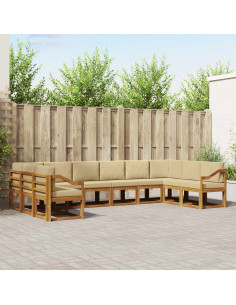 Set di divani con cuscino 10 pcs Naturale e Beige