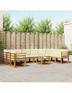 Set di divani con cuscino 11 pcs Naturale e Crema