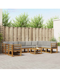 Set di divani con cuscino 11 pcs Grigio Naturale e Chiaro
