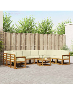Set di divani con cuscino 11 pcs Naturale e Crema