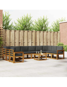 Set di divani con cuscino 11 pcs Naturale e Antracite