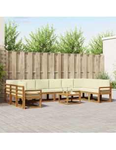 Set di divani con cuscino 11 pcs Naturale e Crema