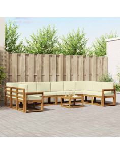 Set di divani con cuscino 11 pcs Naturale e Crema