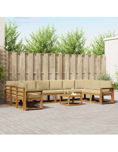 Set di divani con cuscino 11 pcs Naturale e Beige