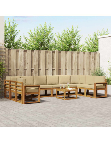 Set di divani con cuscino 11 pcs Naturale e Beige