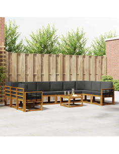 Set di divani con cuscino 11 pcs Naturale e Antracite