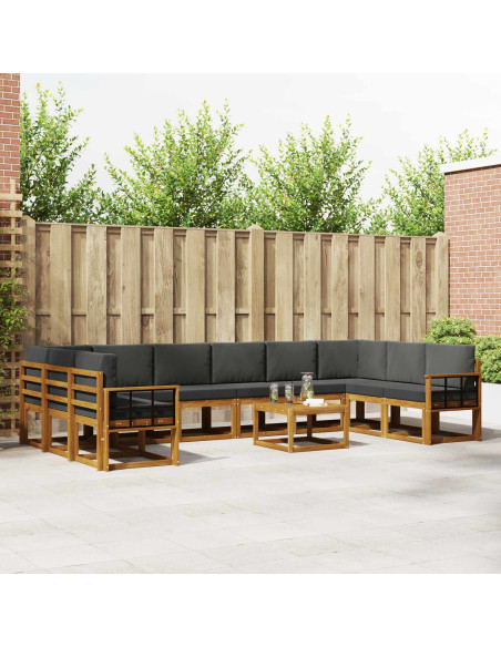 Set di divani con cuscino 11 pcs Naturale e Antracite