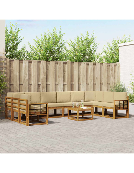 Set di divani con cuscino 11 pcs Naturale e Beige