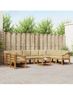 Set di divani con cuscino 11 pcs Naturale e Beige